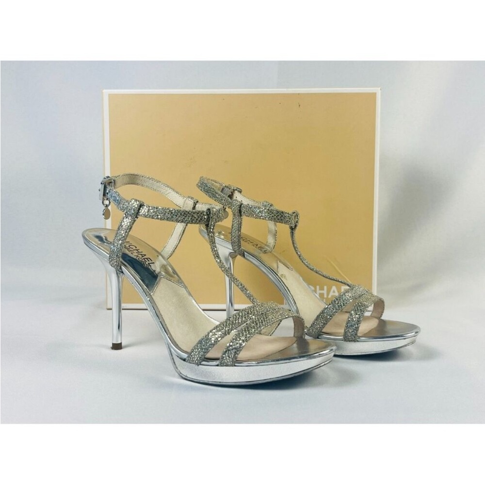 Michael Kors Yvonne platform glitter silver